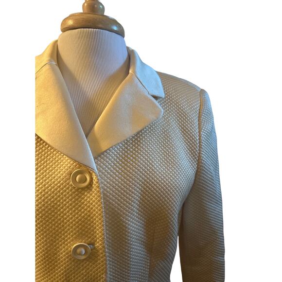 Vtg M Women Rickie Freeman Teri Jon Saks Suit Blazer Ivory Jacket Coat Textured - Picture 3 of 7